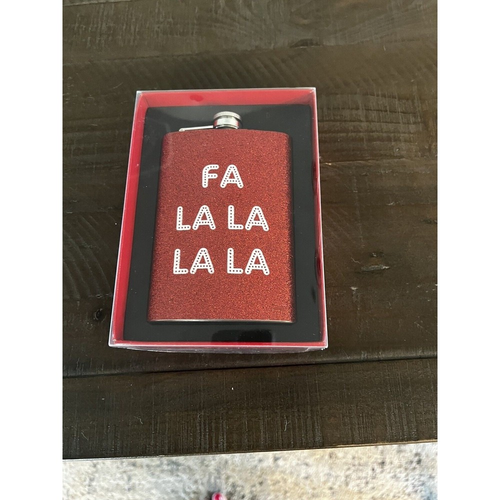 DEI We Bring the FUN! NWT Red Christmas Flask FA LA LA LA LA